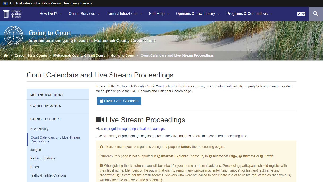Oregon Judicial Department : Court Calendars and Live Stream ...